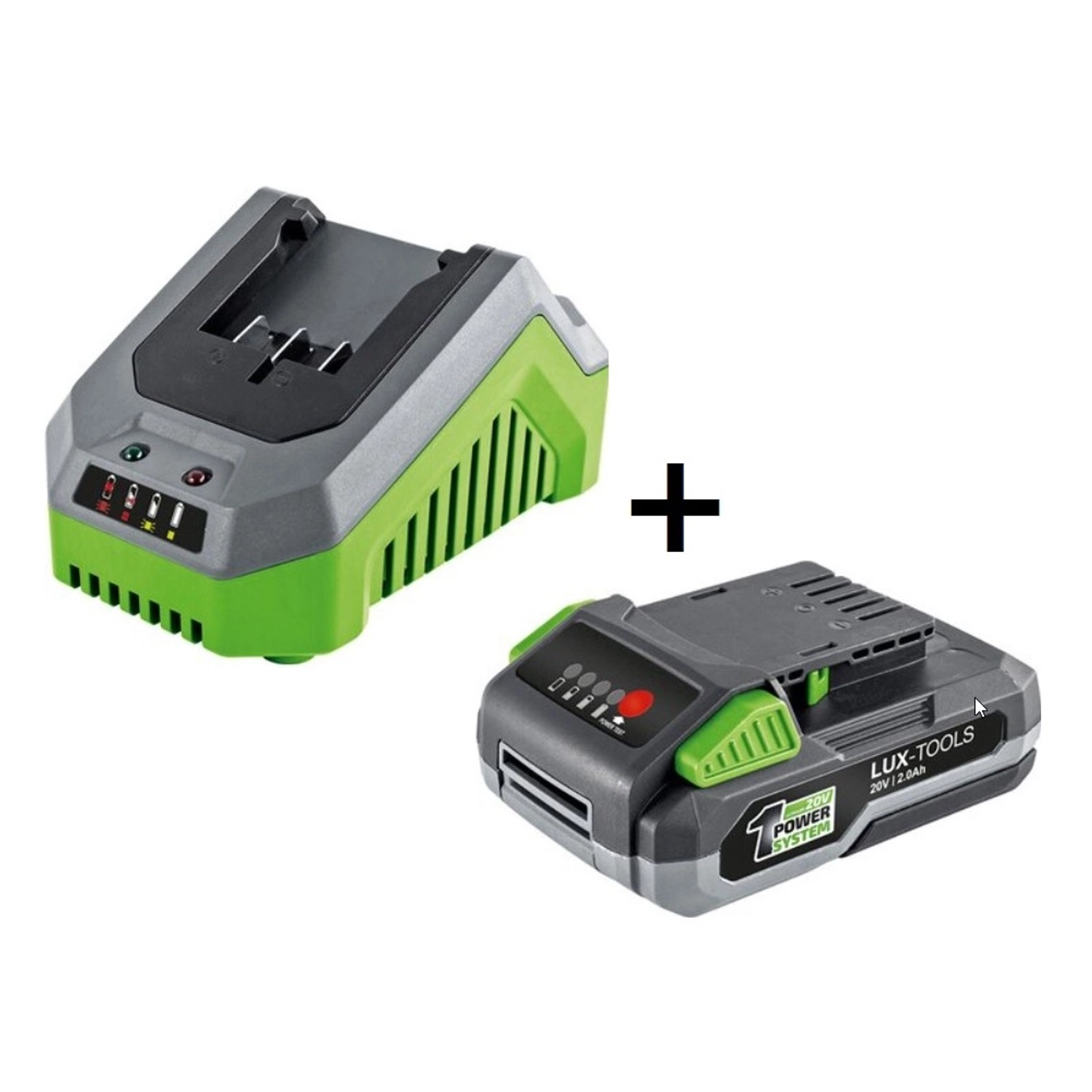 LUX-Tools Zestaw startowy - akumulator 20V 2Ah + ładowarka