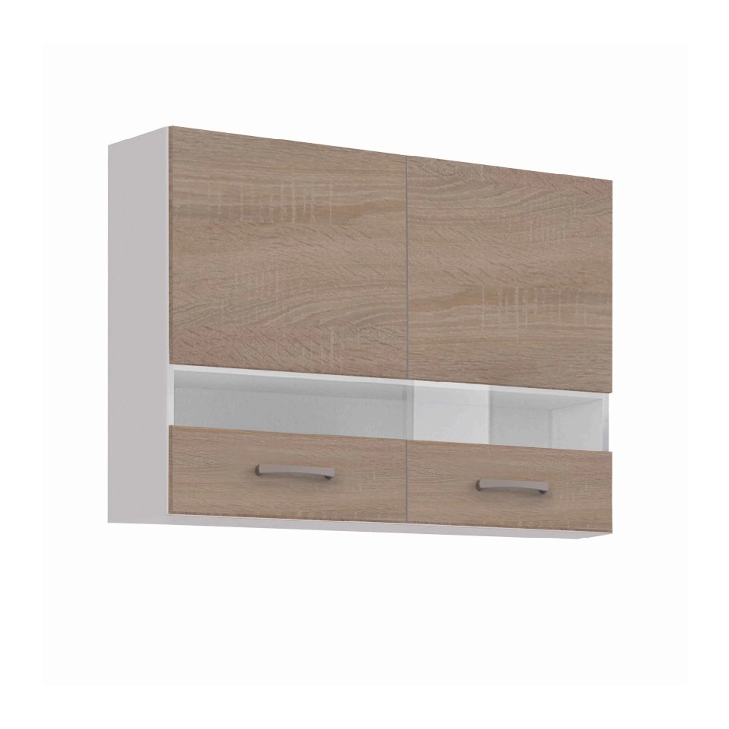 Black and White Style Szafka kuchenna górna ADEL Dąb Sonoma z witryną 80 cm