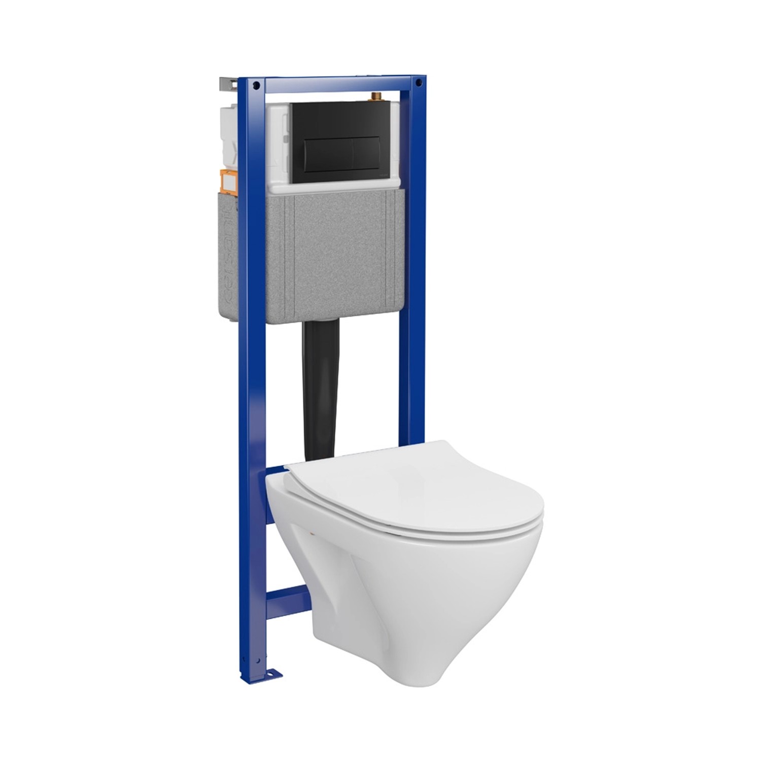 Cersanit Zestaw podtynkowy Amao z deską wolnoopadającą i przyciskiem czarny