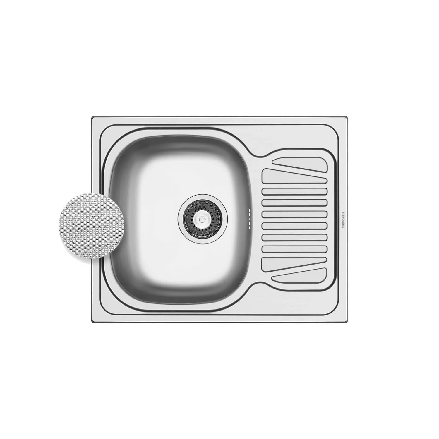 Pyramis Zlewozmywak SPARTA 1-kom. z ociekaczem stalowy len - 62 x 50 cm