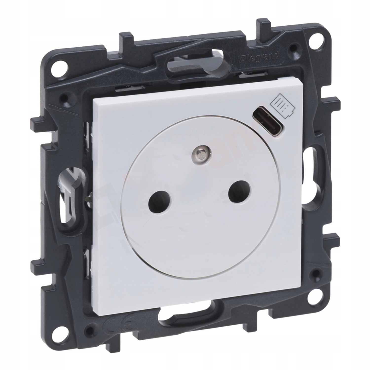 Niloe Step Gniazdo 2P+Z 16 A - 230 V z przesłoną, zaciski automatyczne, białe