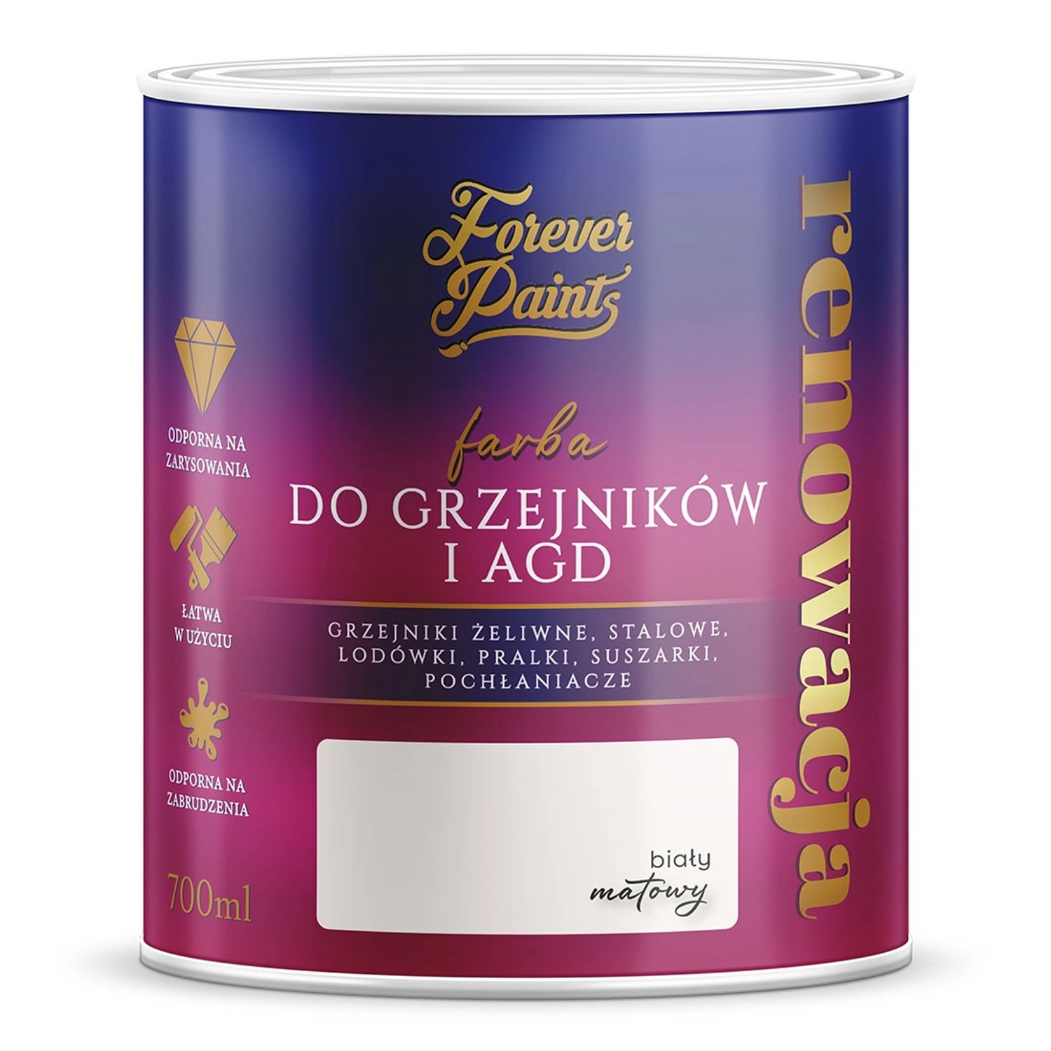 Hirsch Farba Forever Paints do grzejników i AGD biała 0,7L