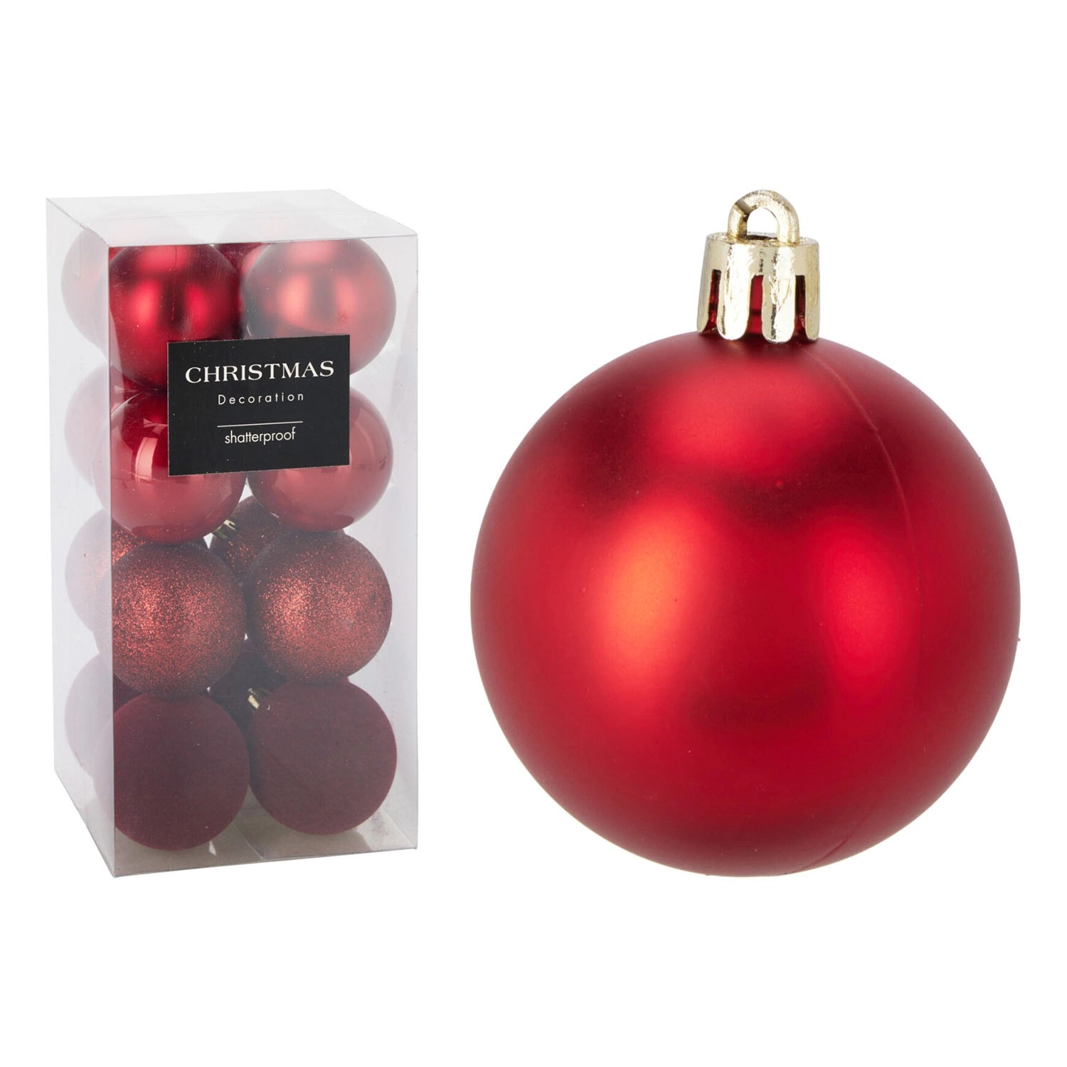 Bombki plastikowe ciemno czerwone 6 cm - 16 szt.