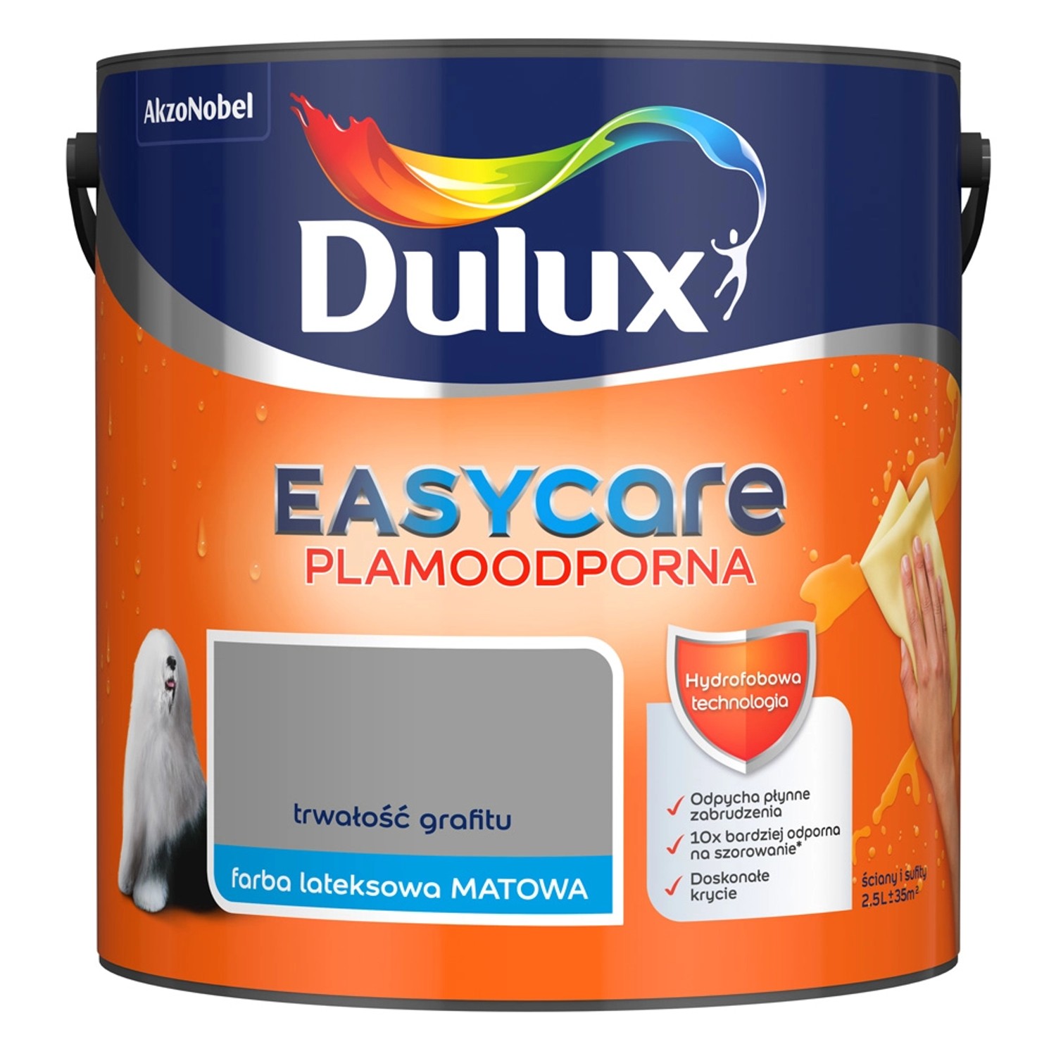 Farba plamoodporna Dulux Easy Care trwałość grafitu 2,5 l
