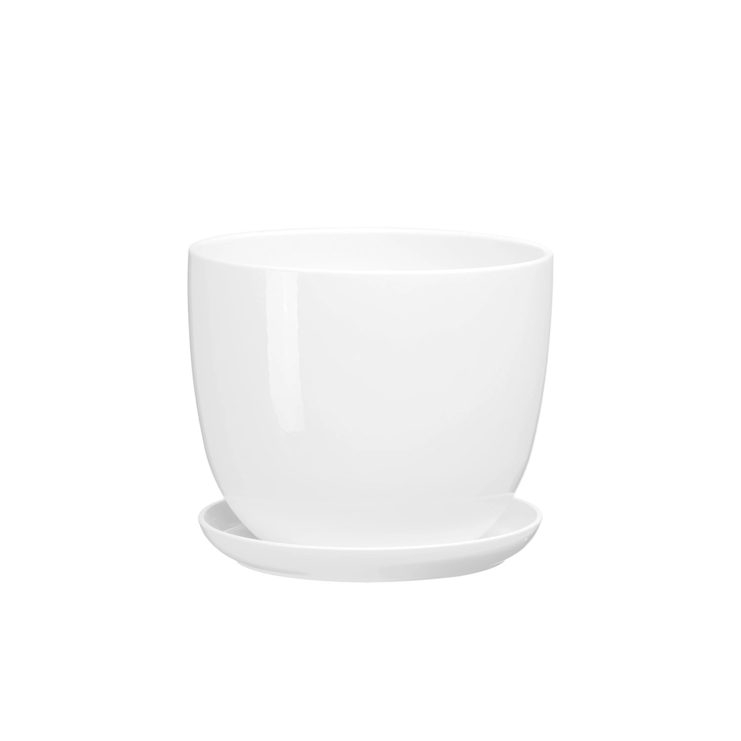 Doniczka z podstawką Sofia biały połysk - 37 cm