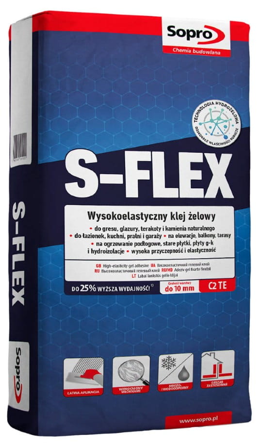 Klej do płytek żelowy Sopro S-Flex 201 C2TE wysokoelastyczny multifunkcyjny 22,5 kg