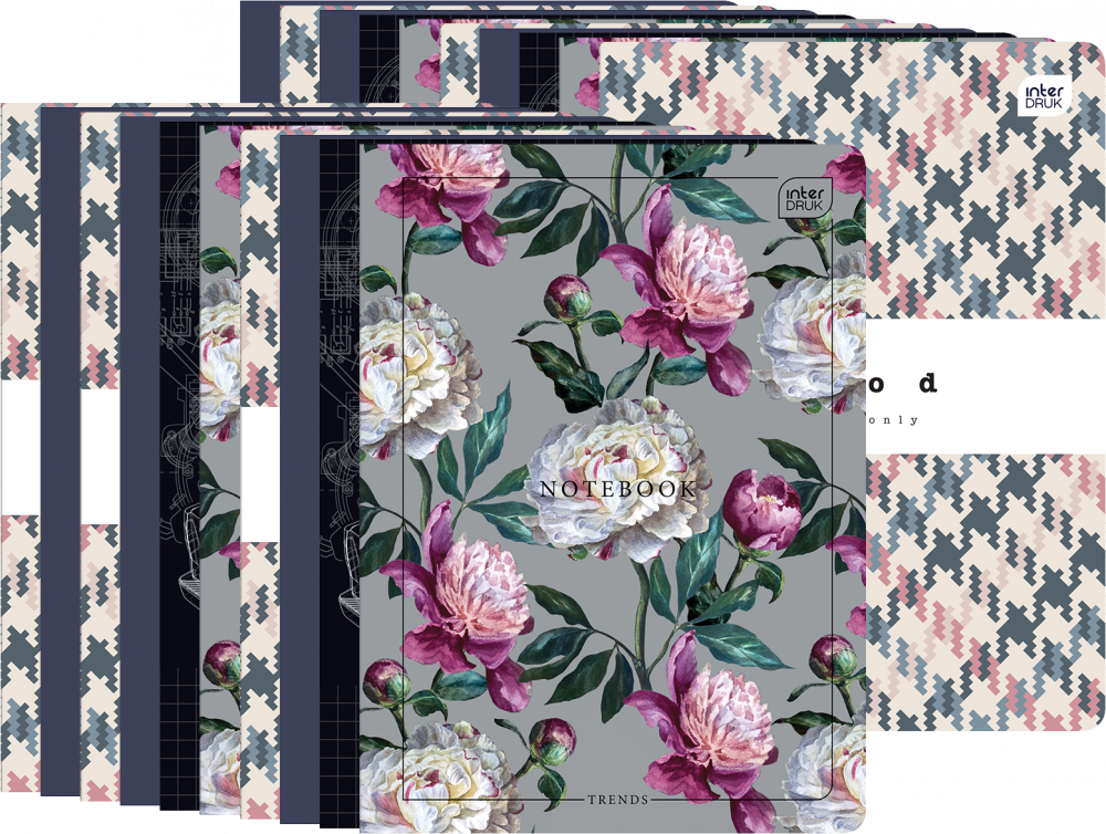 20x Zeszyt w kratkę Interdruk, A5, miękka oprawa, 96 kartek, mix wzorów