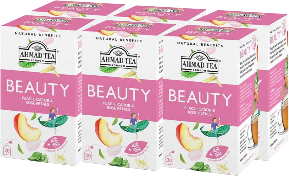 6x Herbata funkcjonalna w kopertach Ahmad Tea Beauty Healthy Benefit, 20 sztuk x 1,5g
