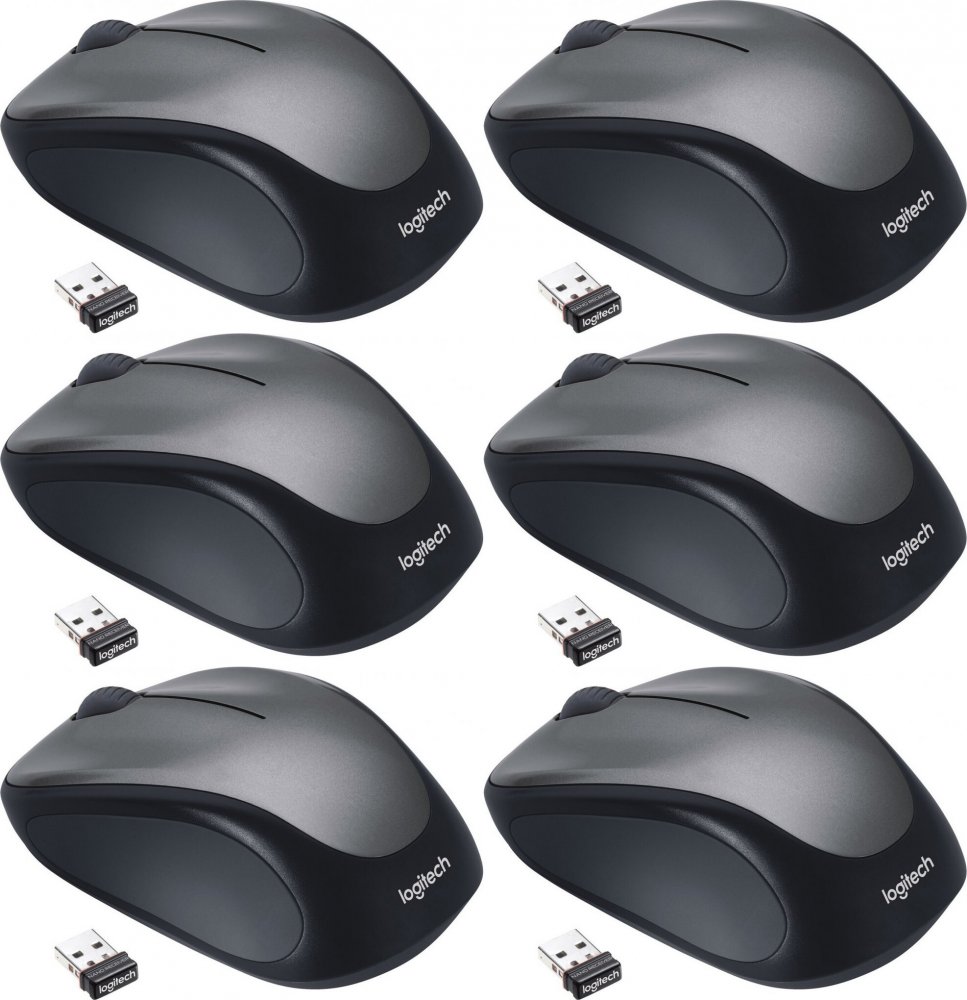6x Myszka bezprzewodowa Logitech M235, optyczna, szary