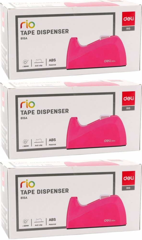 3x Podajnik do taśmy klejącej Deli E815A Rio, różowy