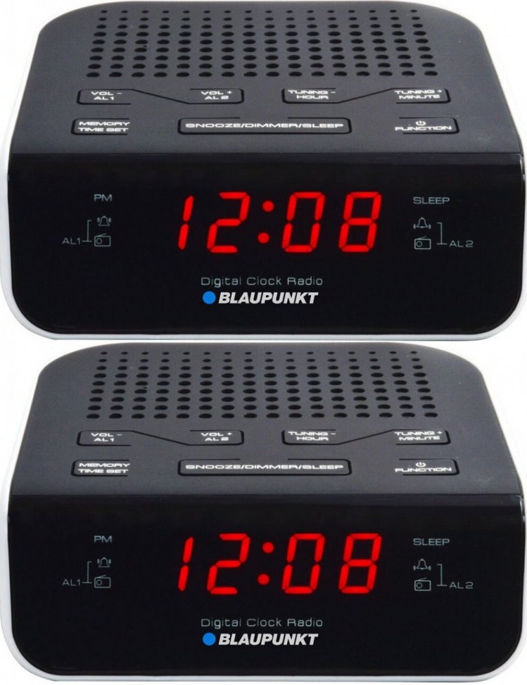 2x Radiobudzik Blaupunkt CR5WH, czarno-biały