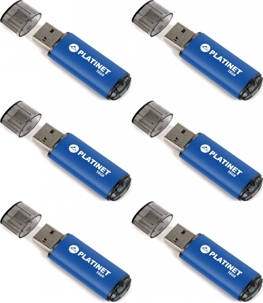 6x Pendrive aluminiowy Platinet X-Depo, 16GB, USB 2.0, niebieski