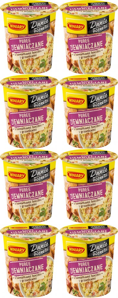 8x Danie w 5 minut Winiary, puree o smaku bekonowym, kubek, 53g