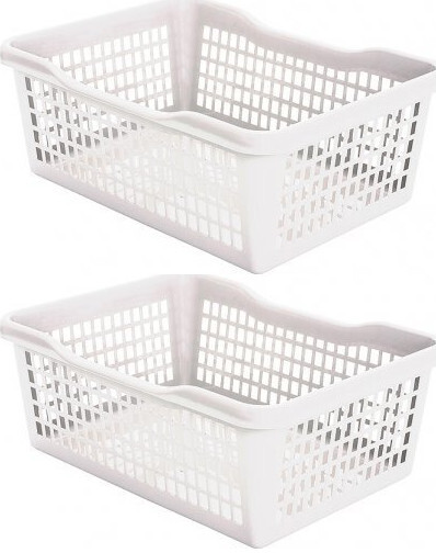 2x Koszyk do przechowywania Plafor 4, 35.9x26.9x13, 12.5l, biały