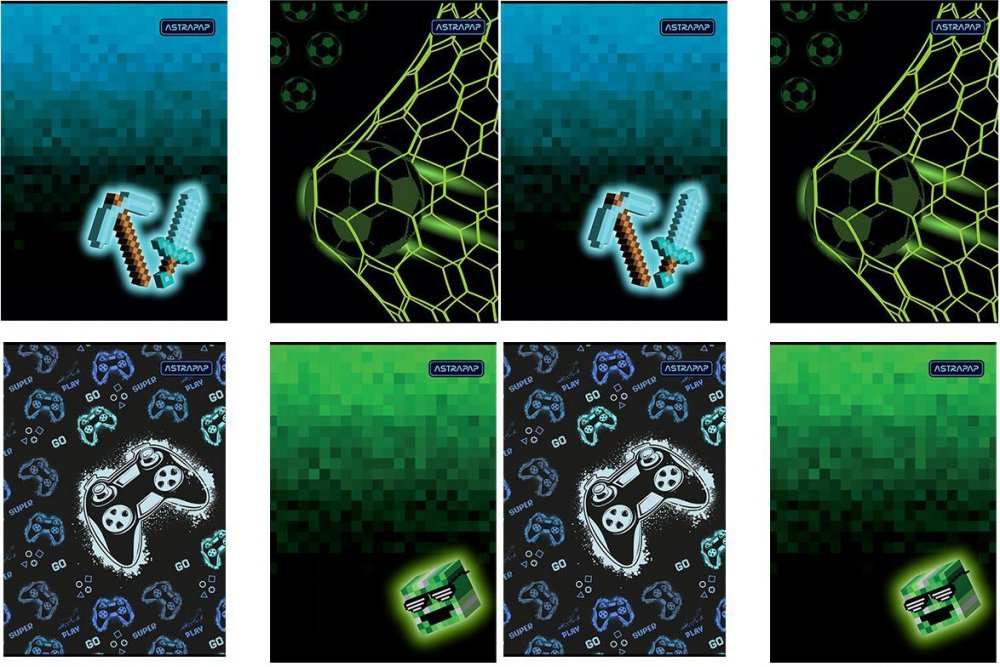 8x Zeszyt A5 Astra Astrapap, w kratkę, 32 kartki, mix wzorów