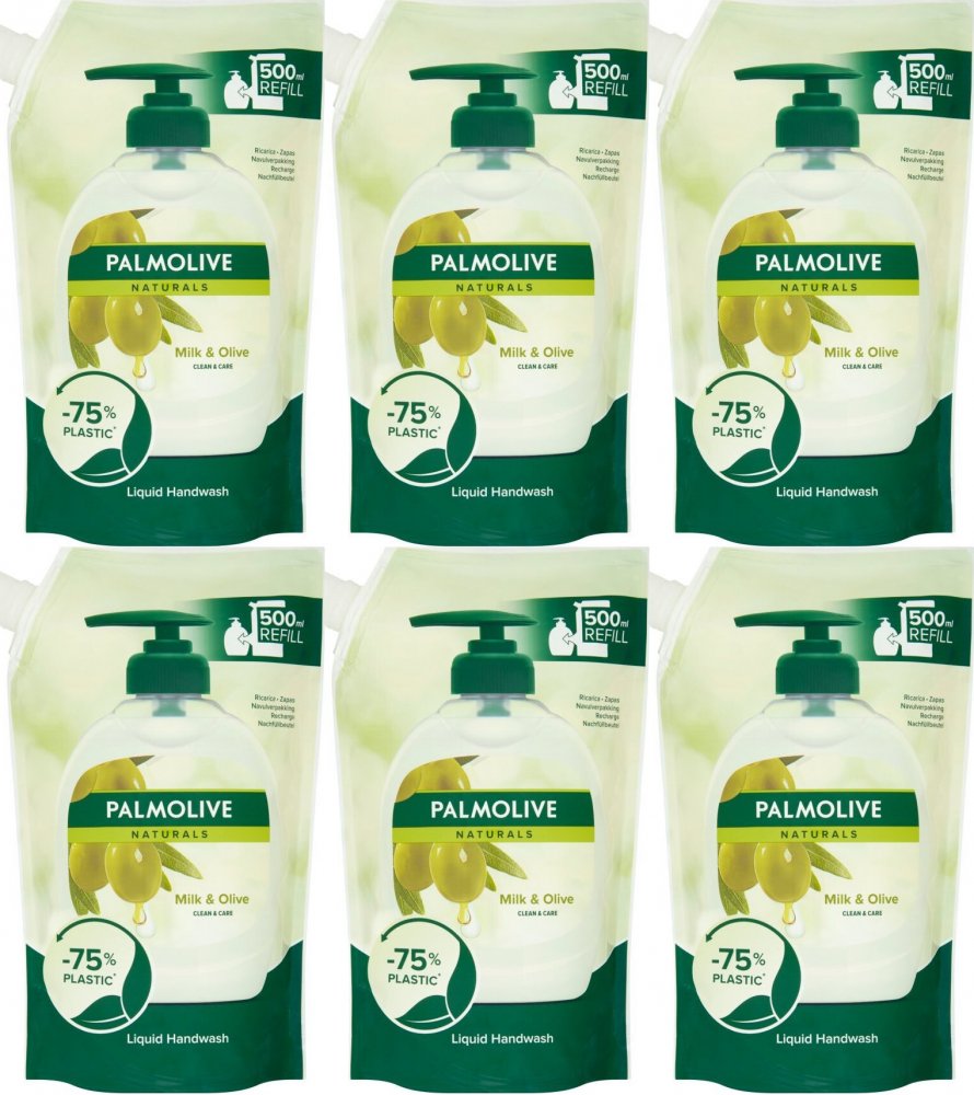 6x Mydło w płynie Palmolive Doypack, oliwkowy, zapas, 500ml