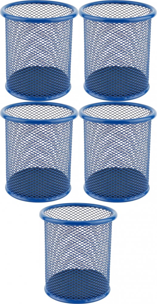 5x Kubek na długopisy Leviatan, metalowy (druciany), 98x91mm, granatowy