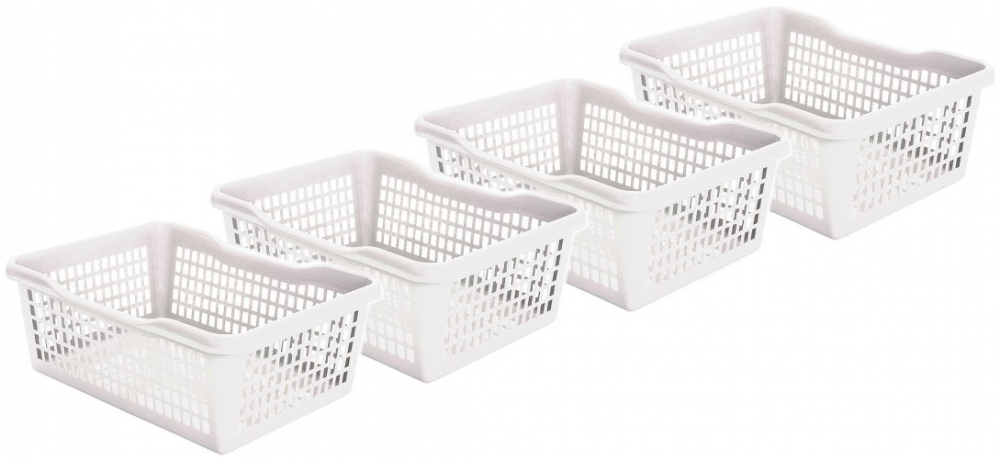 4x Koszyk do przechowywania Plafor 4, 35.9x26.9x13, 12.5l, biały