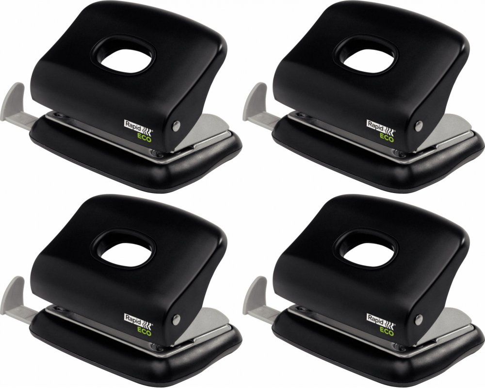 4x Dziurkacz Rapid Eco, do 20 kartek, czarny