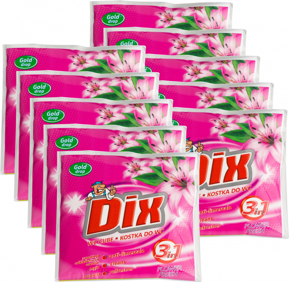 10x Kostka do WC z koszyczkiem Dix Gold Drop, kwiaty wiosenne, 35g