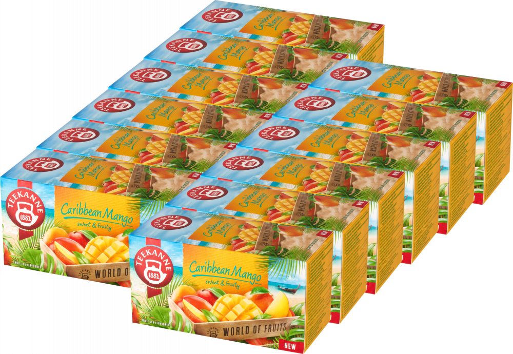12x Herbata owocowa w torebkach Teekanne World of Fruits Caribbean Mango, mango, 20 sztuk x 2.25g