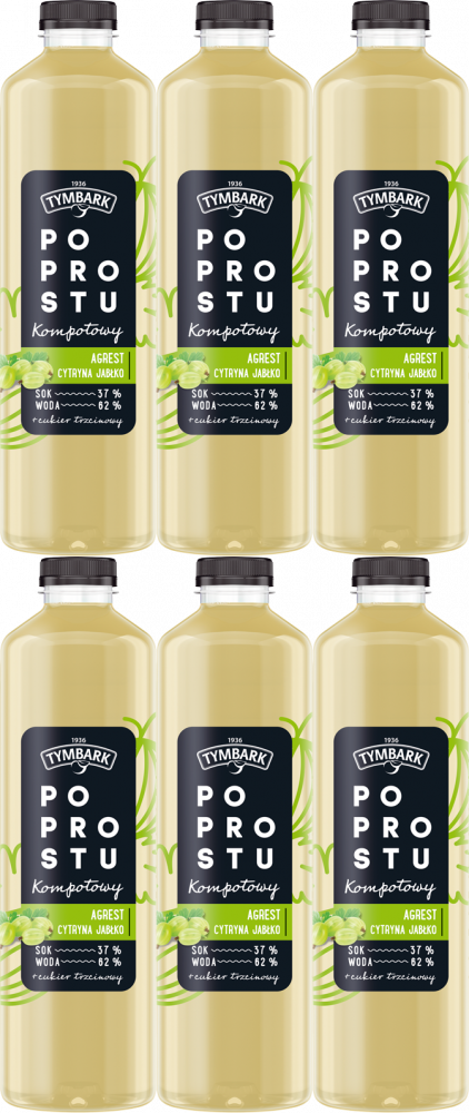 6x Napój Tymbark Po prostu Kompotowy, jabłko/agrest/cytryna, butelka PET, 1.25l