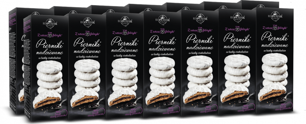 14x Pierniki nadziewane Kopernik, czarna porzeczka w białej czekoladzie, 150g