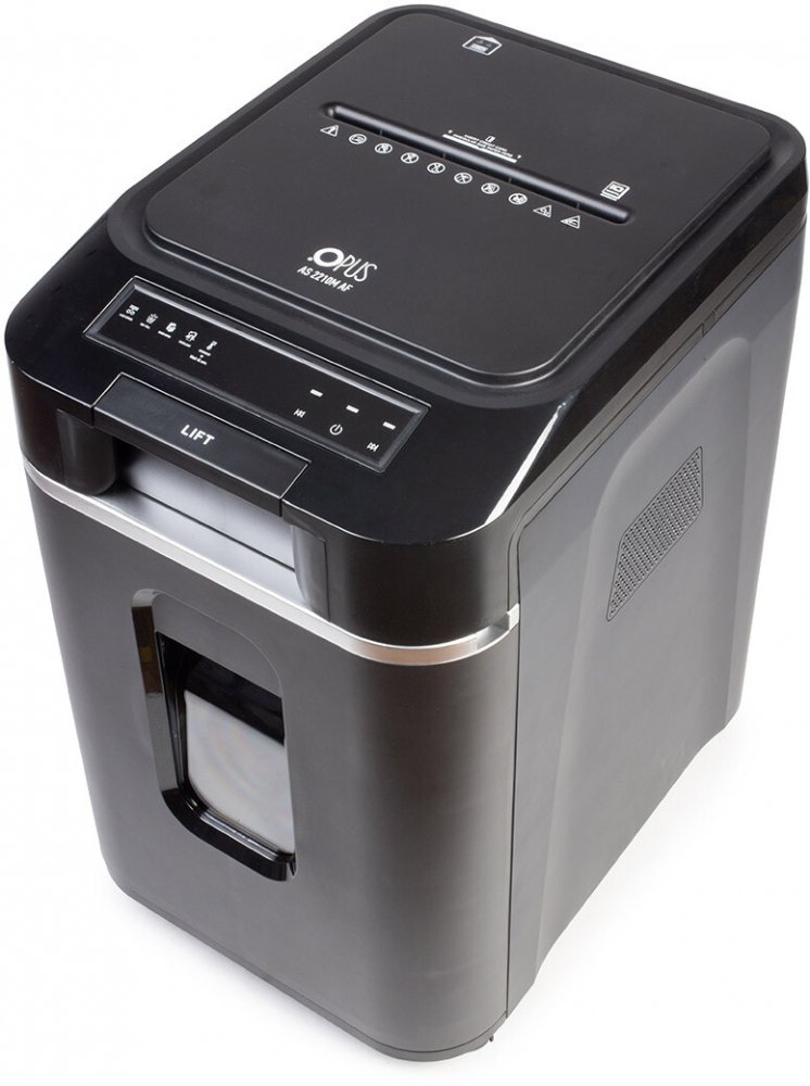 Niszczarka automatyczna Opus AS 2210M AF, paski/ścinki 2x12mm, 200 kartek, P-5/T-5/E-4 DIN, czarny