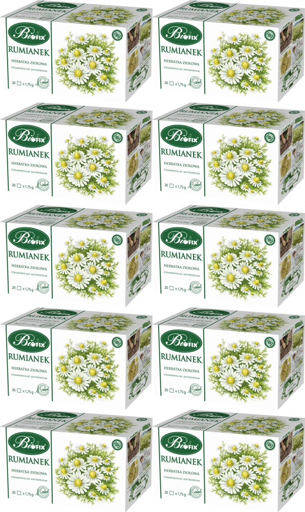 10x Herbata ziołowa w torebkach Bifix, rumianek, 20 sztuk x 1.75g