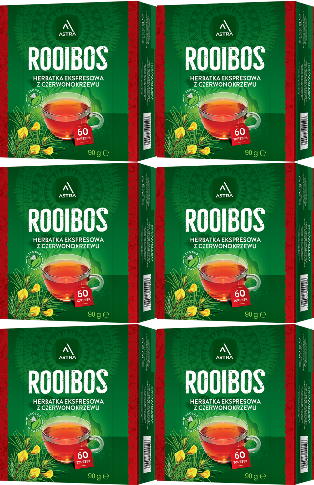 6x Herbata Rooibos w torebkach Astra, 60 sztuk x 1.5g