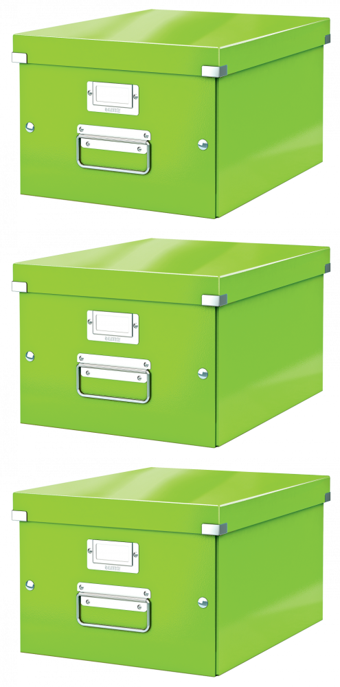 3x Pudło uniwersalne Leitz Click&Store Wow, A4, zielony