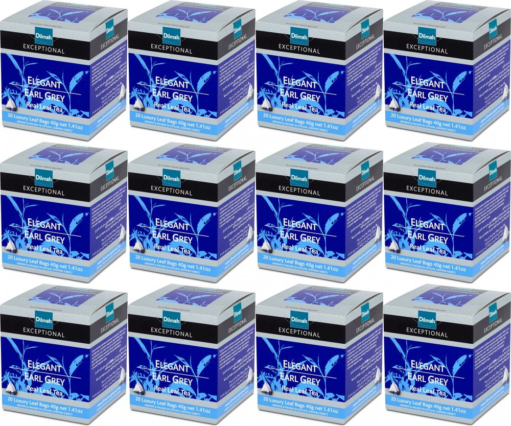 12x Herbata czarna w piramidkach Dilmah Exceptional Elegant Earl Grey, 20 sztuk x 2g