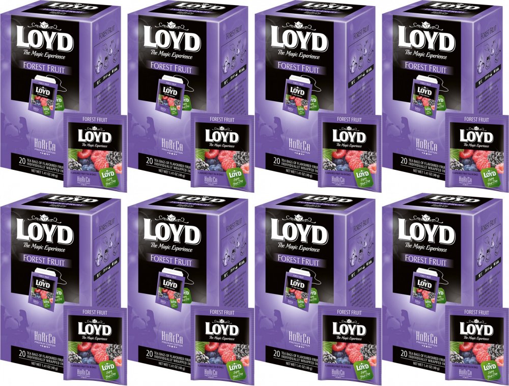 8x Herbata owocowa w kopertach Loyd Horeca Premium Forest Fruit, owoce leśne, 20 sztuk x 2g