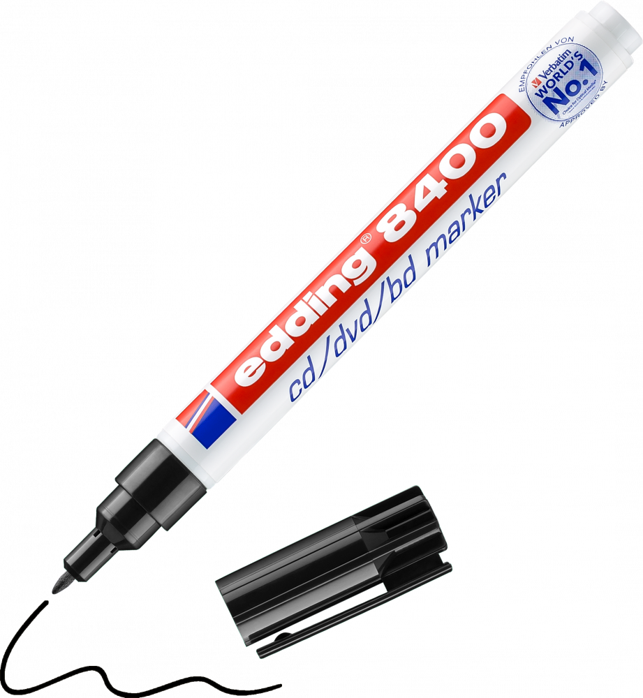 Marker do płyt CD i DVD edding 8400, okrągła, 0.5-1 mm, czarny