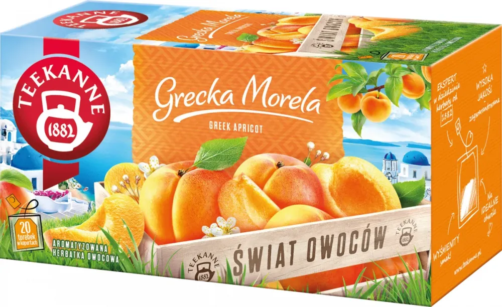 Herbata owocowa w kopertach Teekanne Świat owoców, Grecka Morela/Greek Apricot, 20 sztuk x 2.25g