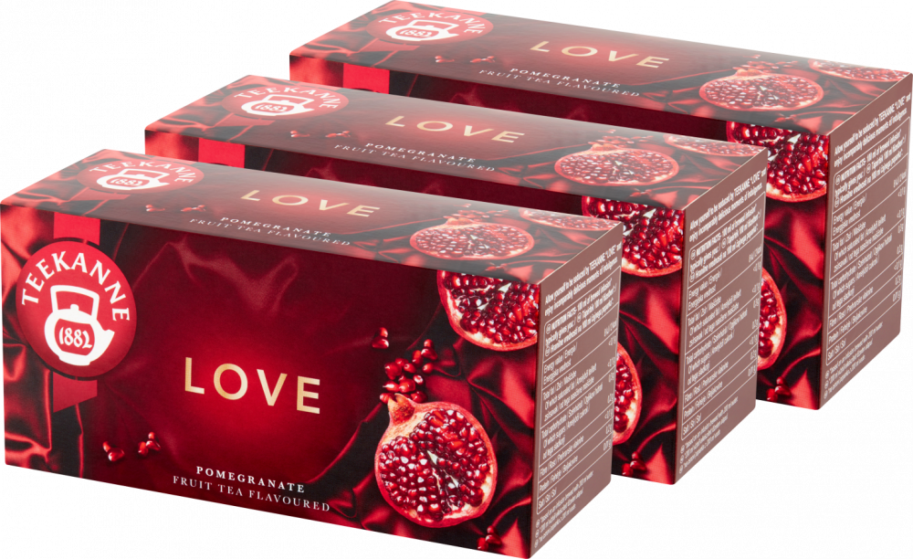3x Herbata owocowa w kopertach Teekanne Love Pomegranate, 20 sztuk x 2.25g