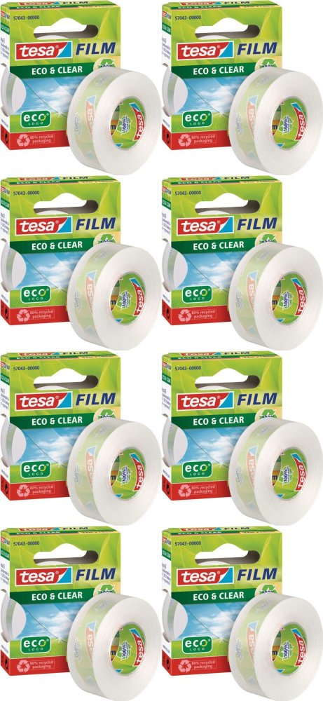 8x Taśma klejąca Tesa Eco&Clear, 33mx19mm, przezroczysty