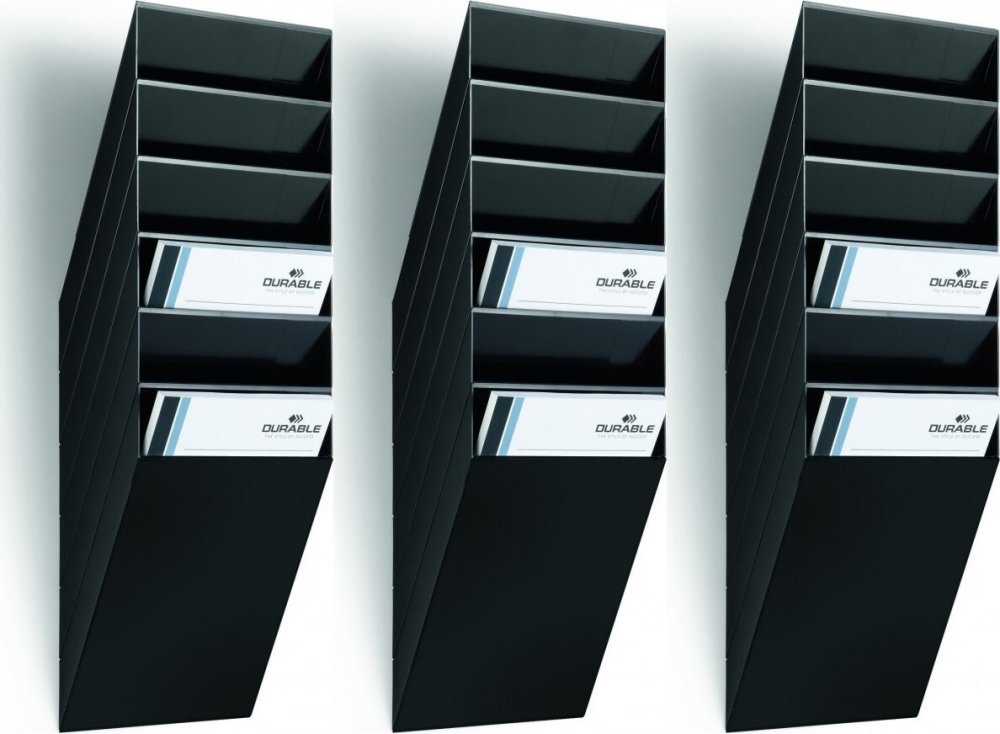 3x Pojemnik na dokumenty Durable Flexiboxx, pionowy, A4, zestaw 6 sztuk, czarny