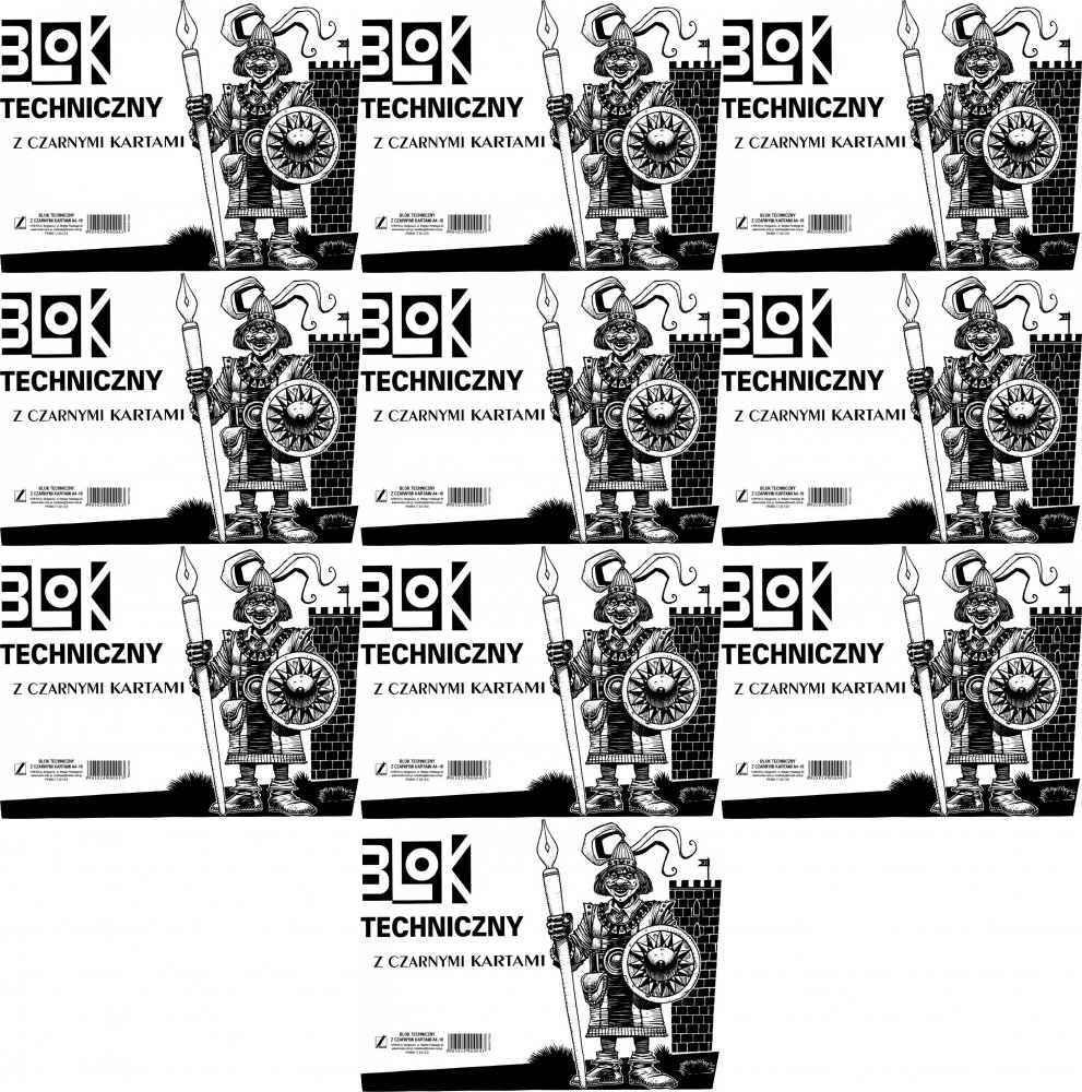 10x Blok techniczny Kreska, A4, 10 kartek, czarny