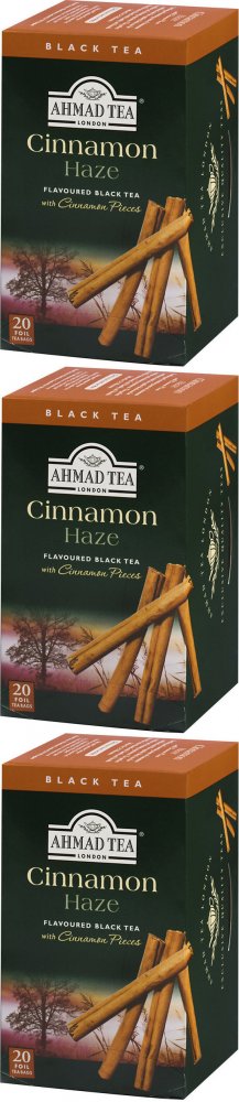 3x Herbata czarna aromatyzowana w kopertach Ahmad Tea London Cinnamon Haze, 20 sztuk x 2g