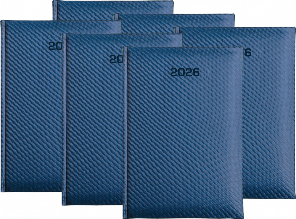 6x Kalendarz książkowy 2026, Udziałowiec, Carbon, A5, dzienny, 184 kartki, granatowy