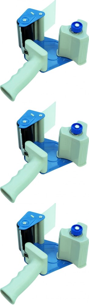 3x Dyspenser do taśmy pakowej Donau, rozmiar 3", z hamulcem, szaro-niebieski