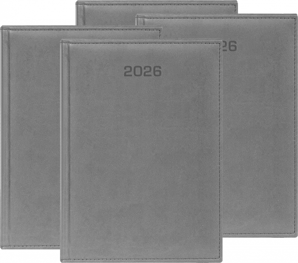 4x Kalendarz książkowy 2026, Udziałowiec, Biznesowy, A4, dzienny, szary