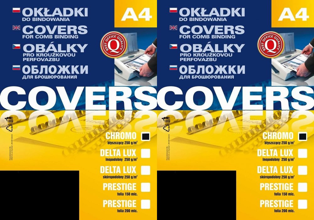 2x Okładki do bindowania Argo Chromo, A4, 250g/m2, kartonowe, 100 sztuk czarny