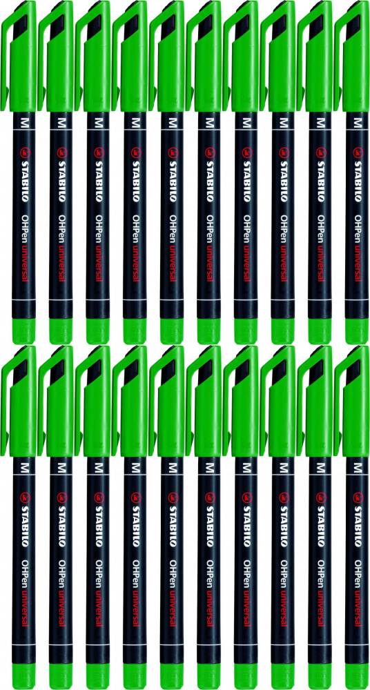 20x Foliopis Stabilo, OHPen, okrągła, 1mm (M), zielony