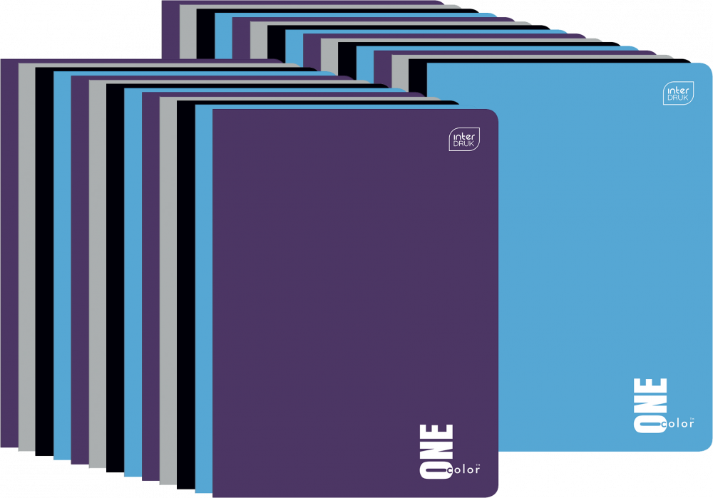 100x Zeszyt w kratkę Interdruk UV One Color, A5, 16 kartek, mix kolorów