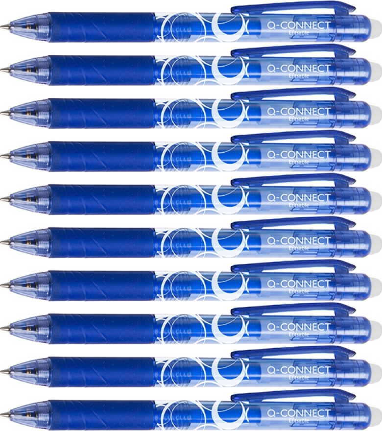 10x Długopis automatyczny Q-Connect, 1mm, wymazywalny, niebieski