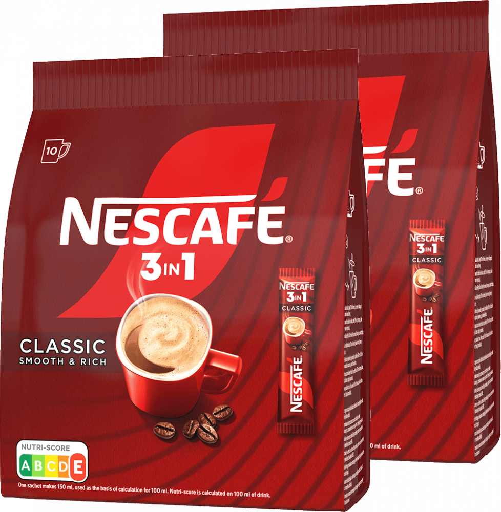 2x Kawa rozpuszczalna w saszetkach Nescafé 3w1 Classic, 10 sztuk x 16.5g