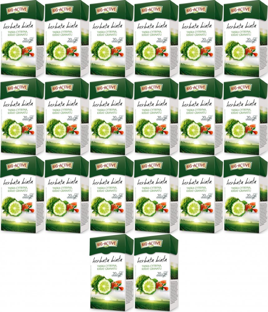 20x Herbata biała smakowa w torebkach Big-Active, tajska cytryna, 20 sztuk x 1.5g
