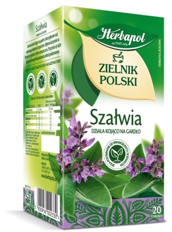 Herbata ziołowa w torebkach Herbapol, Zielnik Polski, szałwia, 20 sztuk x 1.2g